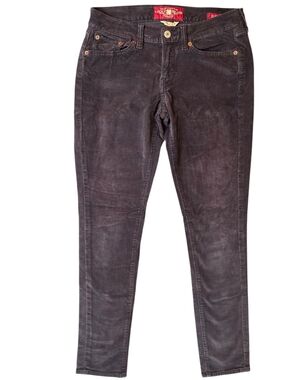 Lucky Brand Corduroy Pants Womans 4 Brown Zoe Skinny Bohemian Hippie Fairy